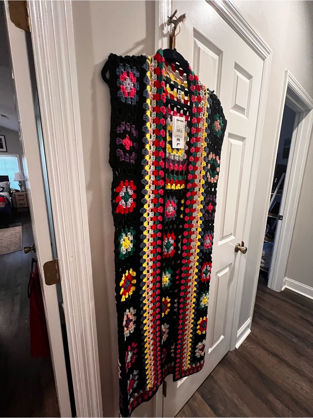 Multicolor Crochet Vest - Black Base with Bright Accents